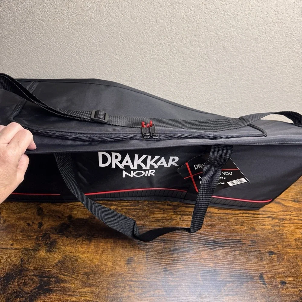 Drakkar Noir Duffle Bag Black Red Travel Gym Weekender Tote NWT Vintage 90s